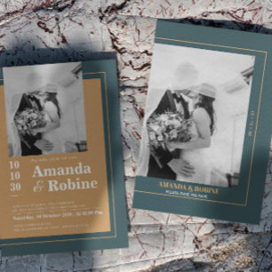 Minimalist Elegant Veil Kiss Photo Wedding Invitation