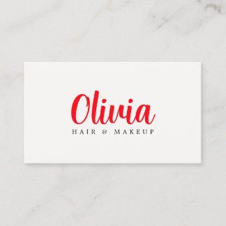 Minimalist Elegant Warm White Red Bold Beauty Business Card