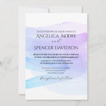 Minimalist Elegant Watercolor Purple Blue Wedding  Invitation by annpowellart at Zazzle