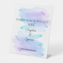 Minimalist elegant watercolor purple blue wedding