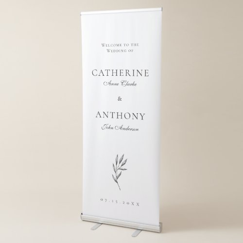 Minimalist Elegant Wedding Custom Name Welcome Retractable Banner
