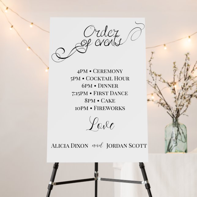 Minimalist Elegant Wedding Day Schedule Boards (In Situ (Stand))