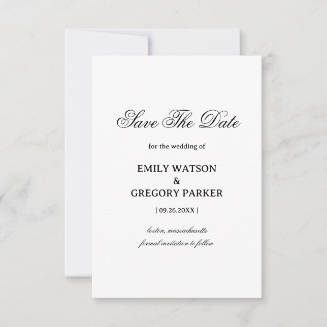 Minimalist Elegant Wedding Design Save The Date (Front)