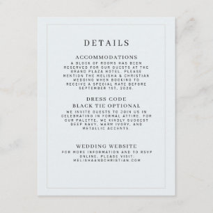 Minimalist Elegant Wedding Details Enclosure Card