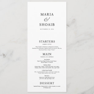Minimalist Elegant Wedding Dinner Menu