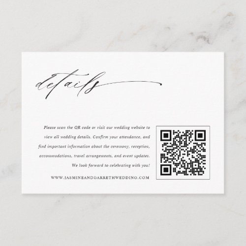 Minimalist Elegant Wedding Enclosure Details Card
