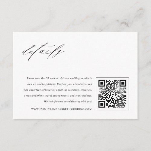 Minimalist Elegant Wedding Enclosure Details Card