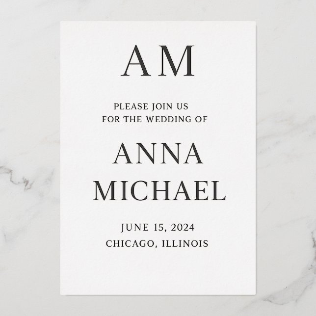 Minimalist Elegant Wedding Invitation – Luxury Sty Foil Invitation (Front)