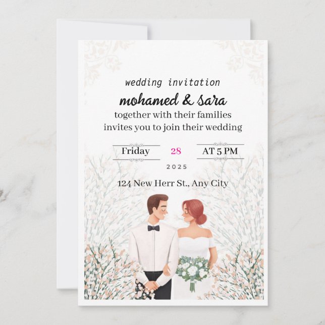 Minimalist Elegant Wedding Invitation & RSVP (Front)
