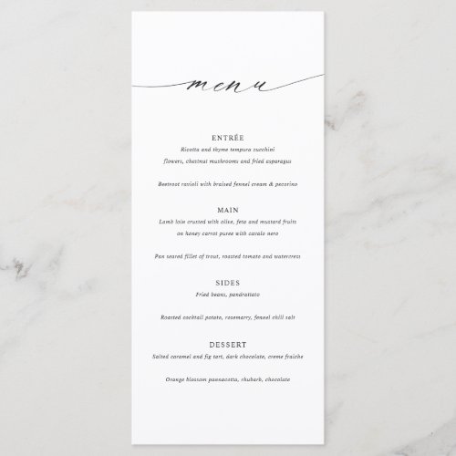 Minimalist Elegant Wedding Menu Card