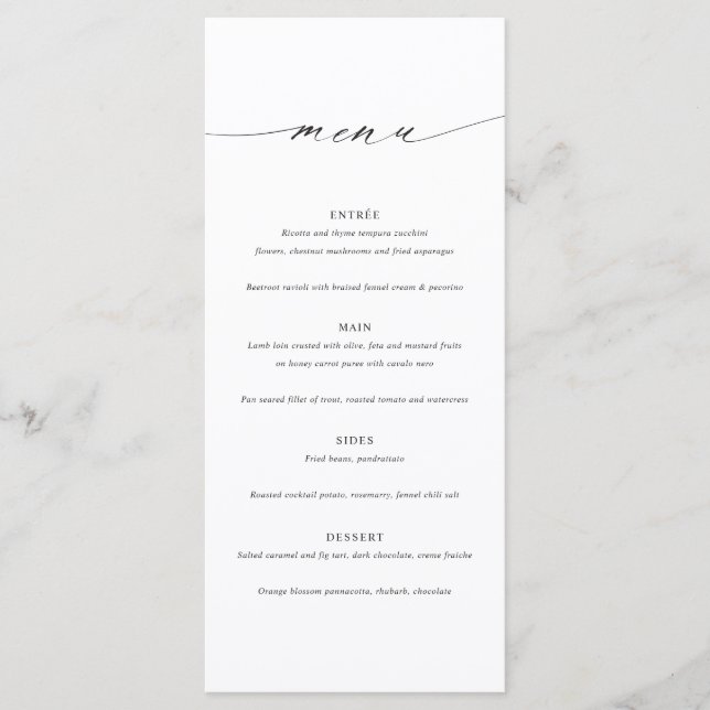 Minimalist Elegant Wedding Menu Card (Front)