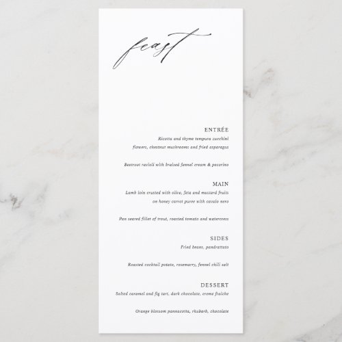 Minimalist Elegant Wedding Menu Card