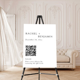 Minimalist Elegant Wedding Photo Share QR Code Foam Board
