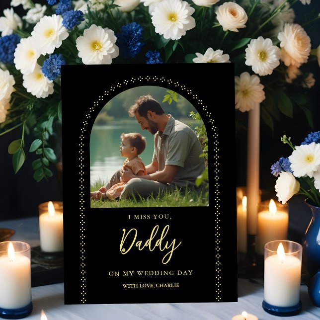 Minimalist Elegant Wedding Photo Tribute Memorial  Plaque (Minimalist Elegant Wedding Memorial Photo Signs with Arch Effect for Tribute Table Plaque.)