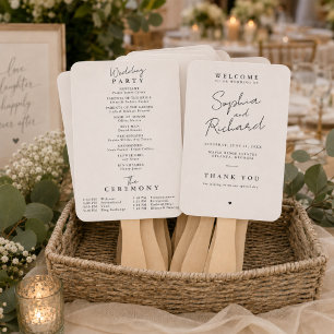 Minimalist Elegant Wedding Program Hand Fan