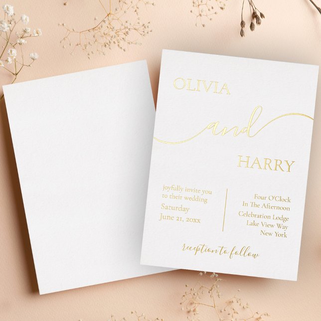 Minimalist Elegant Wedding Real Gold Foil Invitation (Creator Uploaded)