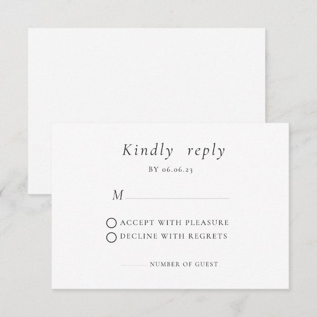 Minimalist Elegant Wedding RSVP Card (Front/Back)