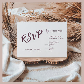 Minimalist Elegant Wedding RSVP Card White
