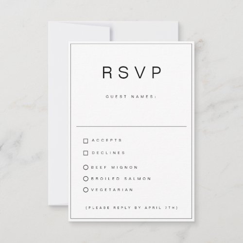 Minimalist Elegant Wedding RSVP Response Card