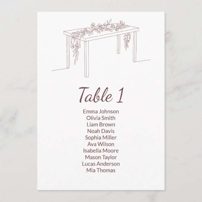 Minimalist Elegant Wedding Seating Chart Cards (Front)