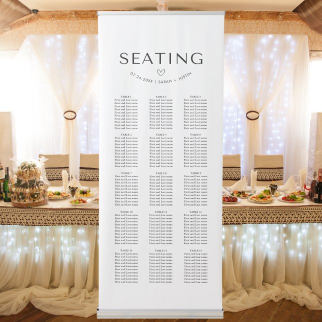 Minimalist Elegant Wedding Seating Chart Retractable Banner (Creator Uploaded)