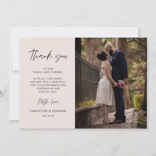 Minimalist Elegant Wedding Thank You Photo Card