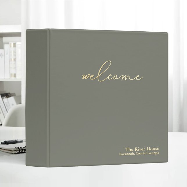 Minimalist Elegant Welcome Guest Book Moss 3 Ring Binder (Creator Uploaded)