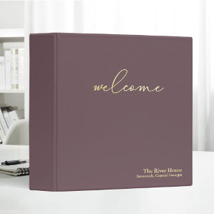 Minimalist Elegant Welcome Guest Book Purple 3 Ring Binder