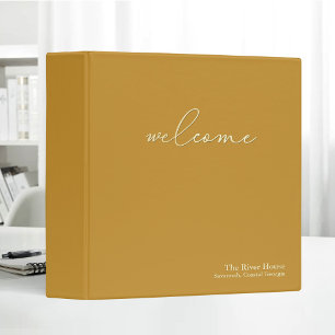 Minimalist Elegant Welcome Guest Book Yellow 3 Ring Binder