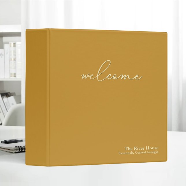 Minimalist Elegant Welcome Guest Book Yellow 3 Ring Binder (Creator Uploaded)