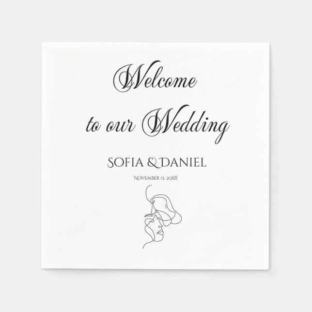 Minimalist  Elegant Welcome to Our Wedding Napkins (Front)