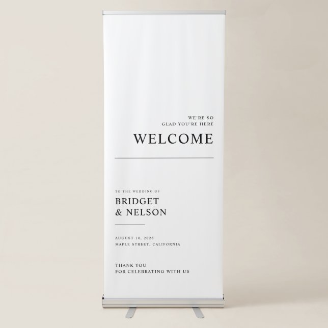Minimalist Elegant Welcome Wedding Retractable Banner (Front)