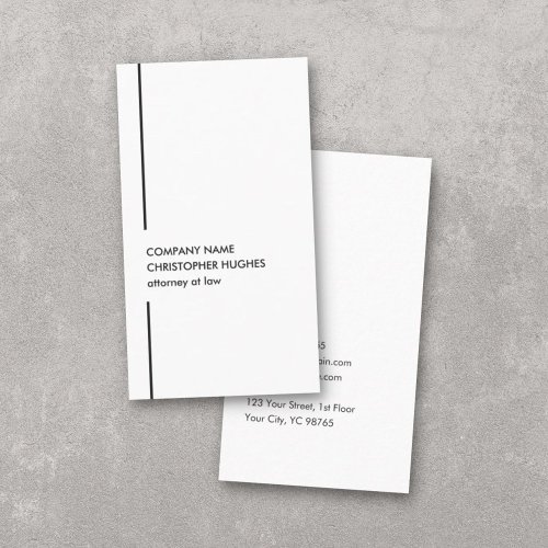 Minimalist Elegant White Black Line Attorney Business Card