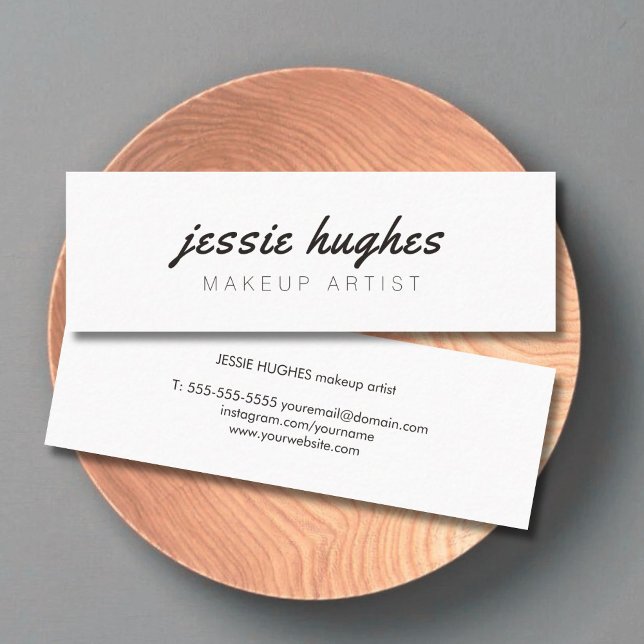 Minimalist Elegant White Black Makeup Artist Mini Business Card (Creator Uploaded)