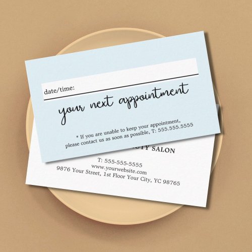 Minimalist Elegant White Blue Beauty  Appointment Card