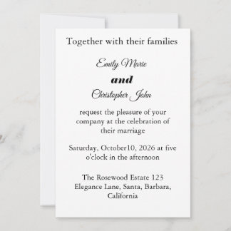 Minimalist Elegant White Bridal Card