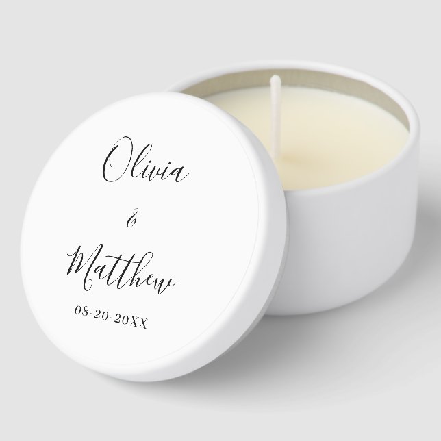 Minimalist Elegant White Classic Wedding Mini Candle Favors (Corner)