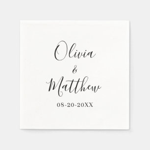 Minimalist Elegant White Classic Wedding Napkins