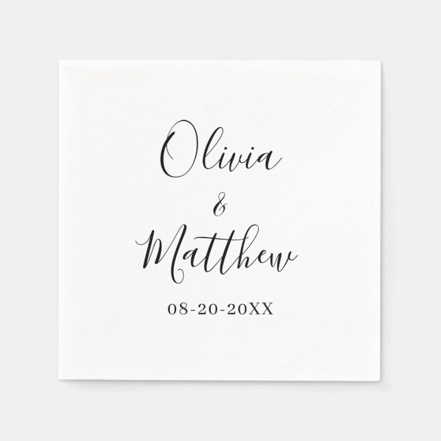 Minimalist Elegant White Classic Wedding Napkins (Front)