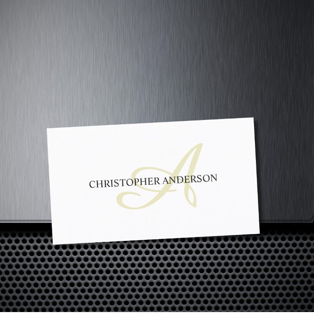 Minimalist Elegant White Consultant Monogram Business Card (Creator Uploaded)
