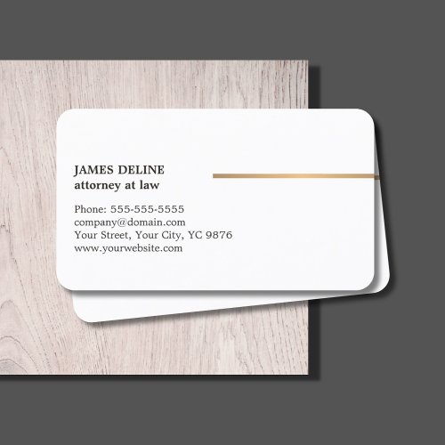 Minimalist Elegant White Copper Line Attorney Business Card