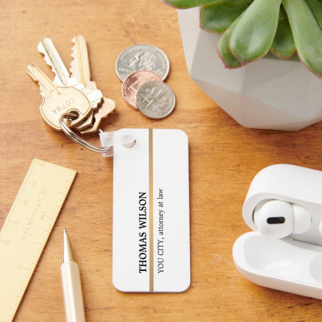 Minimalist Elegant White Copper Line Attorney Keychain (Desk)