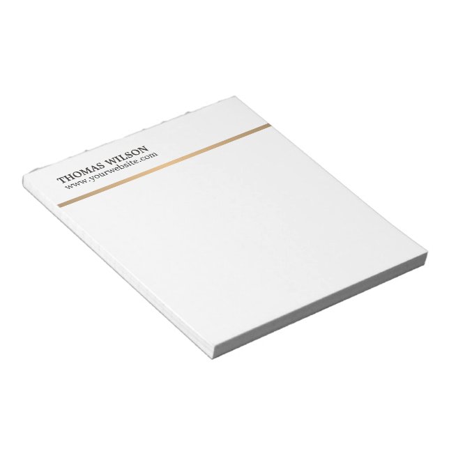 Minimalist Elegant White Copper Line Attorney Notepad (Angled)
