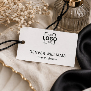Minimalist Elegant White Custom Logo Professional Name Tag