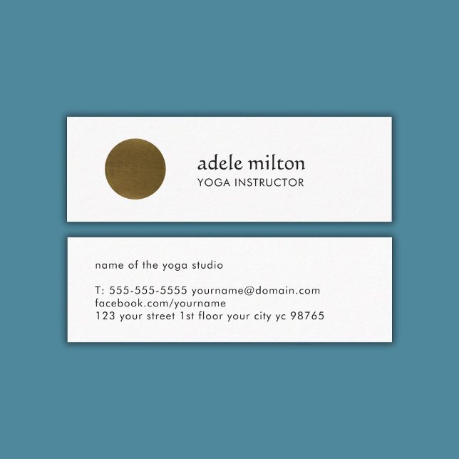 Minimalist Elegant White Faux Copper Circle Yoga Mini Business Card (Creator Uploaded)