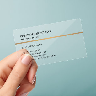 Minimalist Elegant White Faux Copper Line Attorney Clear Business Cards