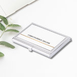 Minimalist Elegant White Faux Copper Line Business Card Case<br><div class="desc">Elegant business card holder with faux copper line. Perfect for consultant,  attorney or any professional.</div>