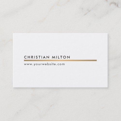 Minimalist Elegant White Faux Gold Line Consultant Business Card