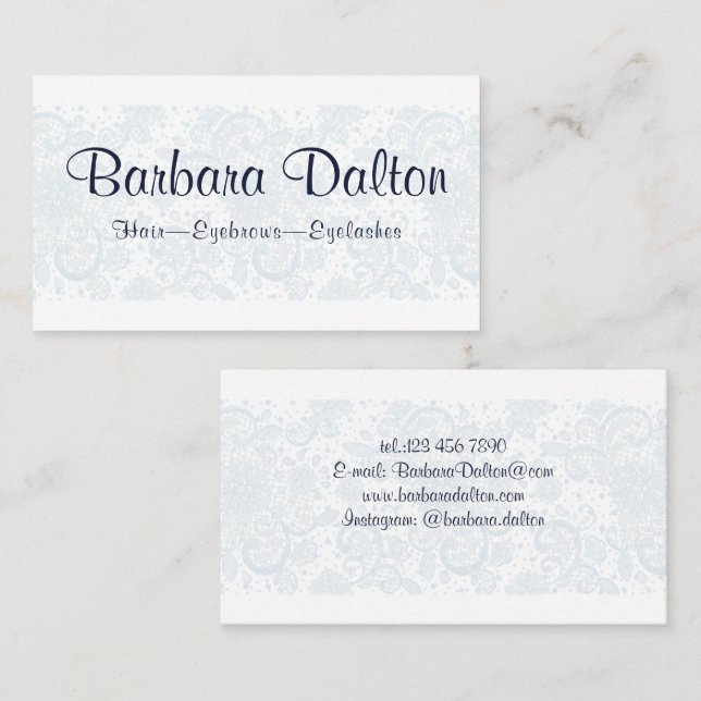 Minimalist Elegant White Lace Colle Business Card (Front/Back)
