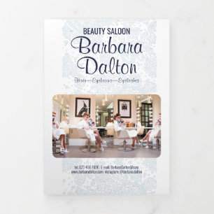 Minimalist Elegant White Lace Collection Tri-Fold Card